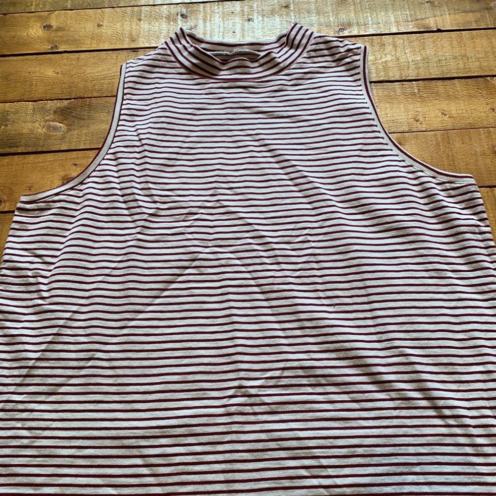NWOT Maroon and White striped tank